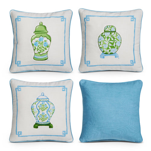 Ginger Jar Pillow - Blue/Green