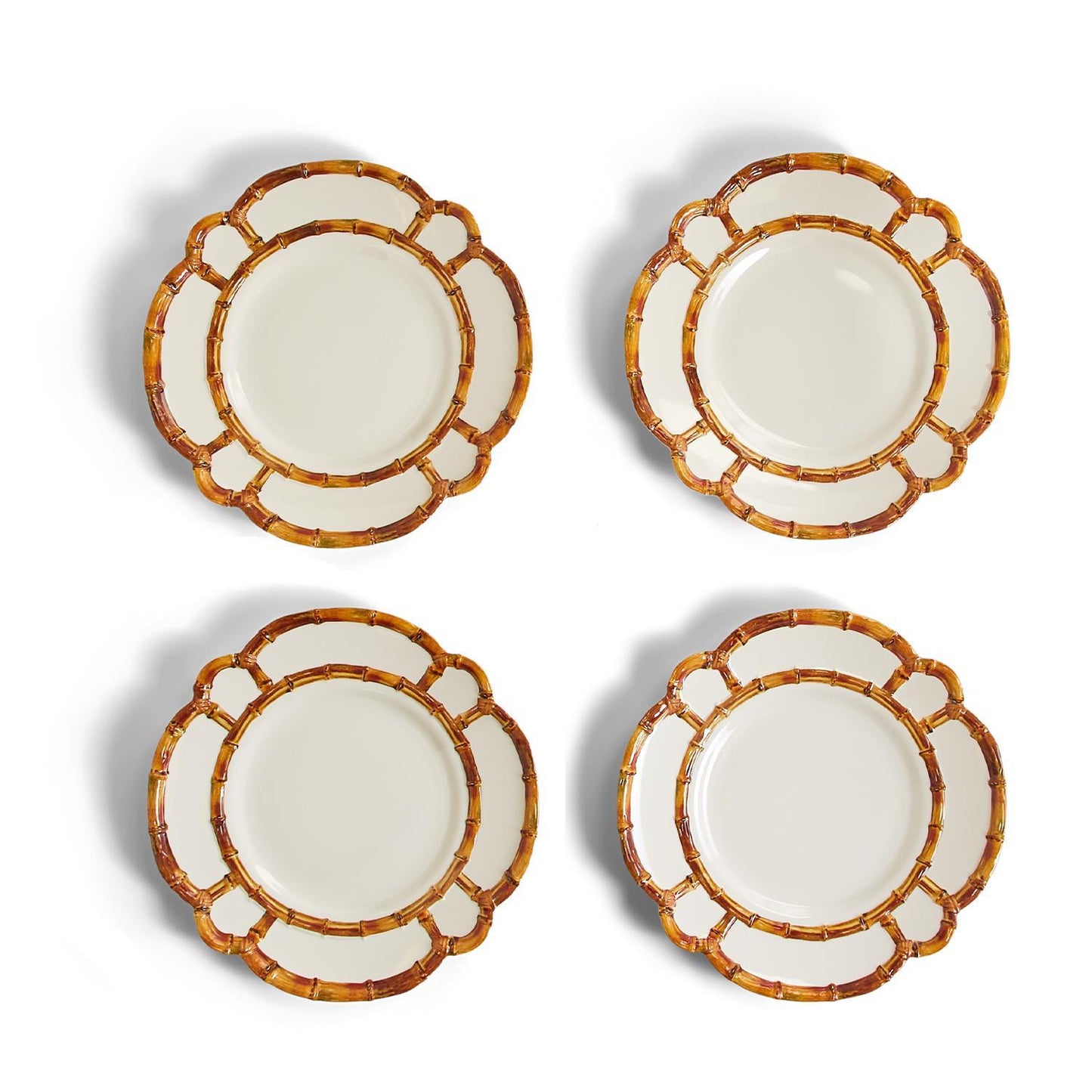 Melamine Bamboo Rim Plates - Set of 4 - Two Sizes