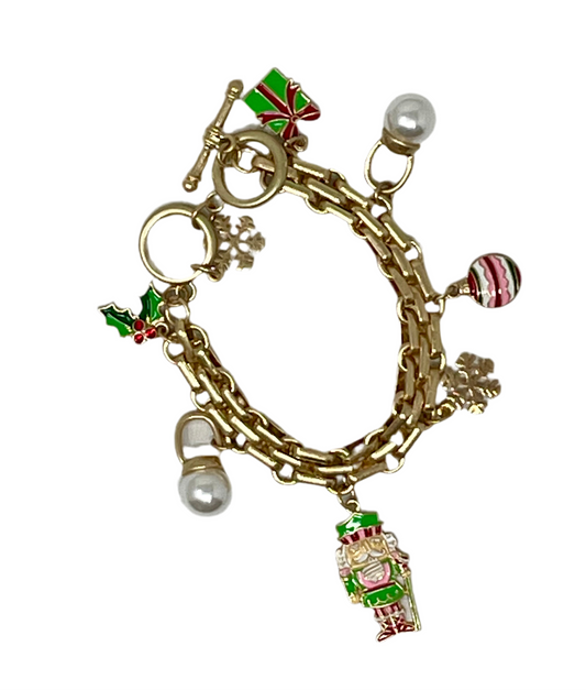 Gold Holiday Charm Bracelet