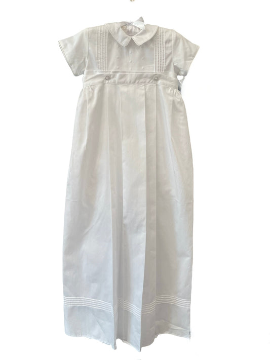 Boys Swiss Dot Christening Gown with Hat that Converts to a Bubble Outfit