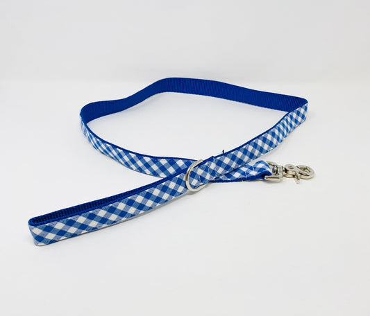 Blue and White Check Dog Leash