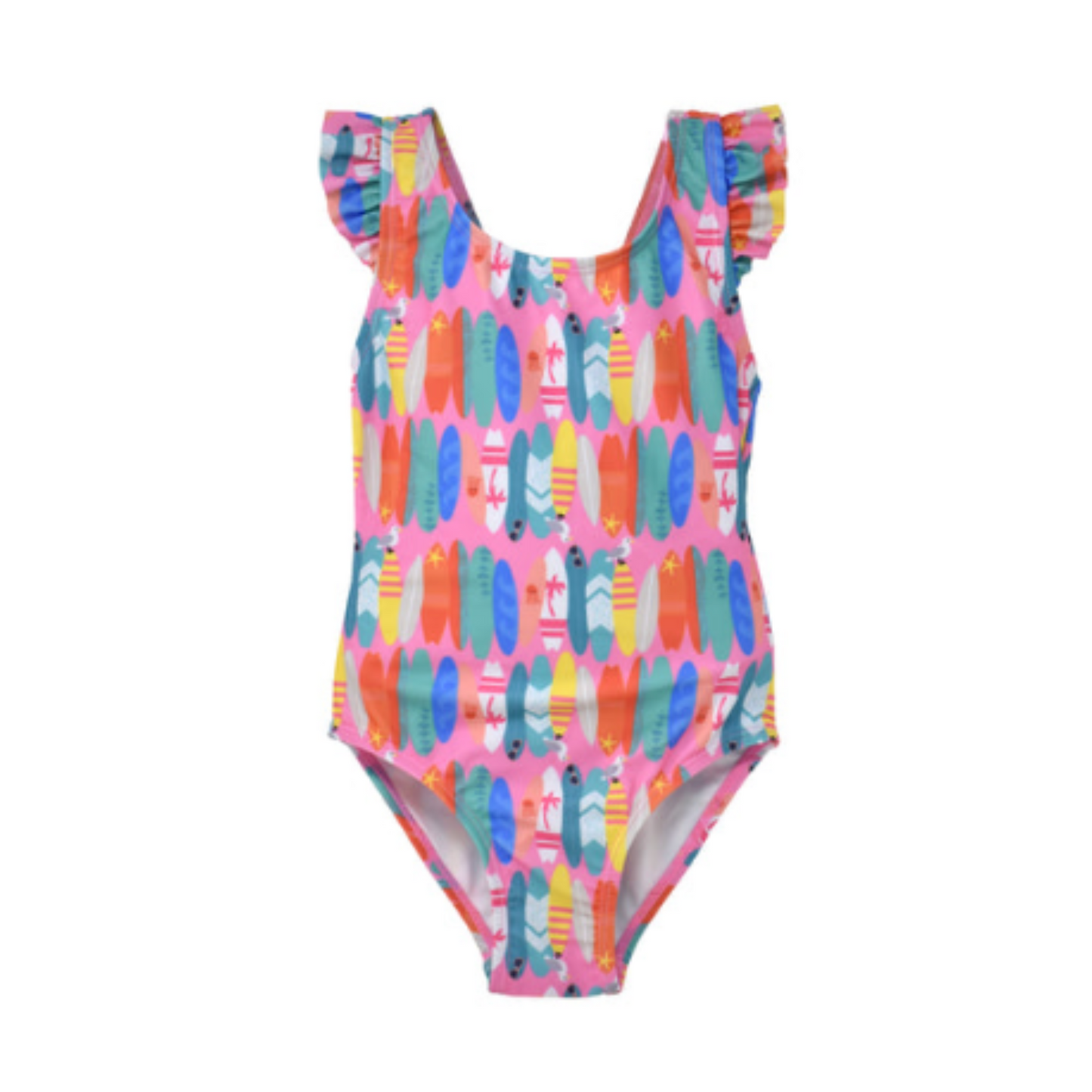 Pink Surfboard Swimsuit with Angel Sleeve