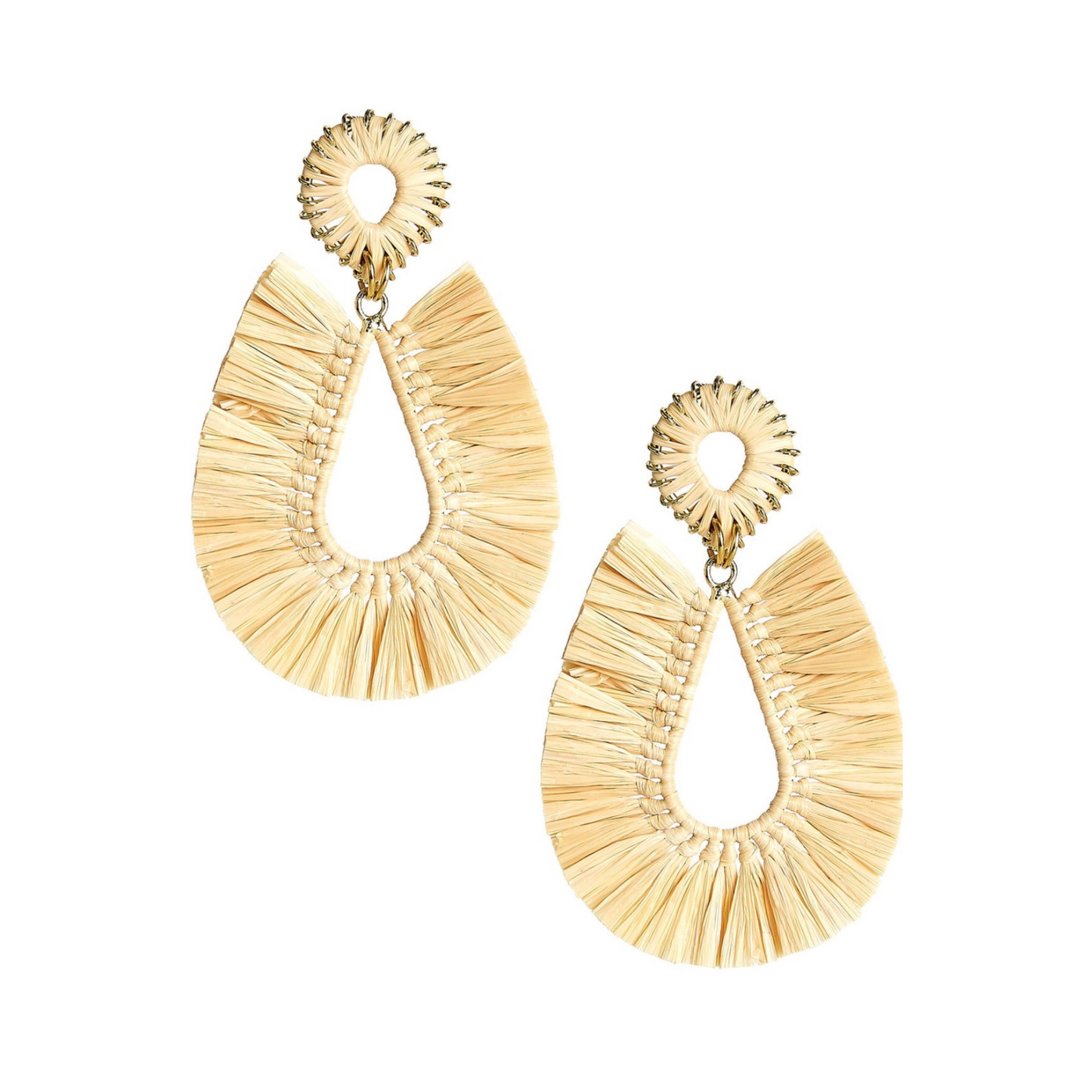 Large Straw Drop Earrings -  3 Colors