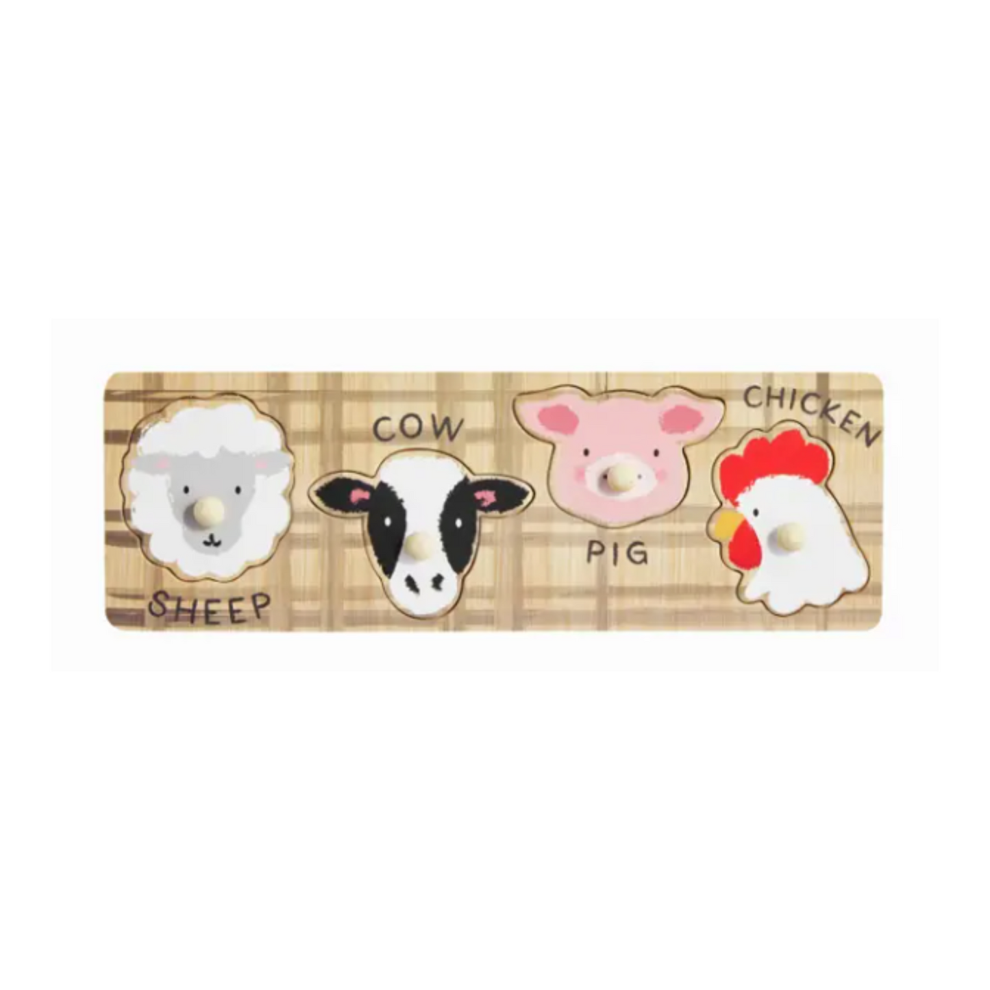 Sheep Cow Pig Chicken Wood Puzzle