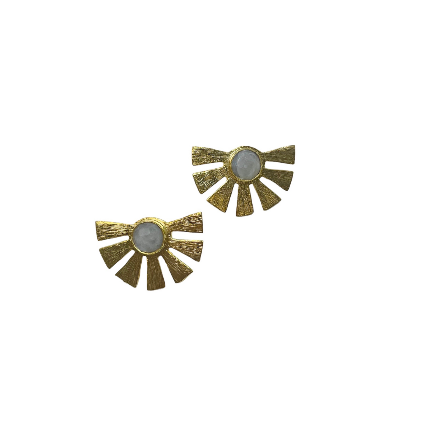 Gold Moonstone with White Stone Earrings