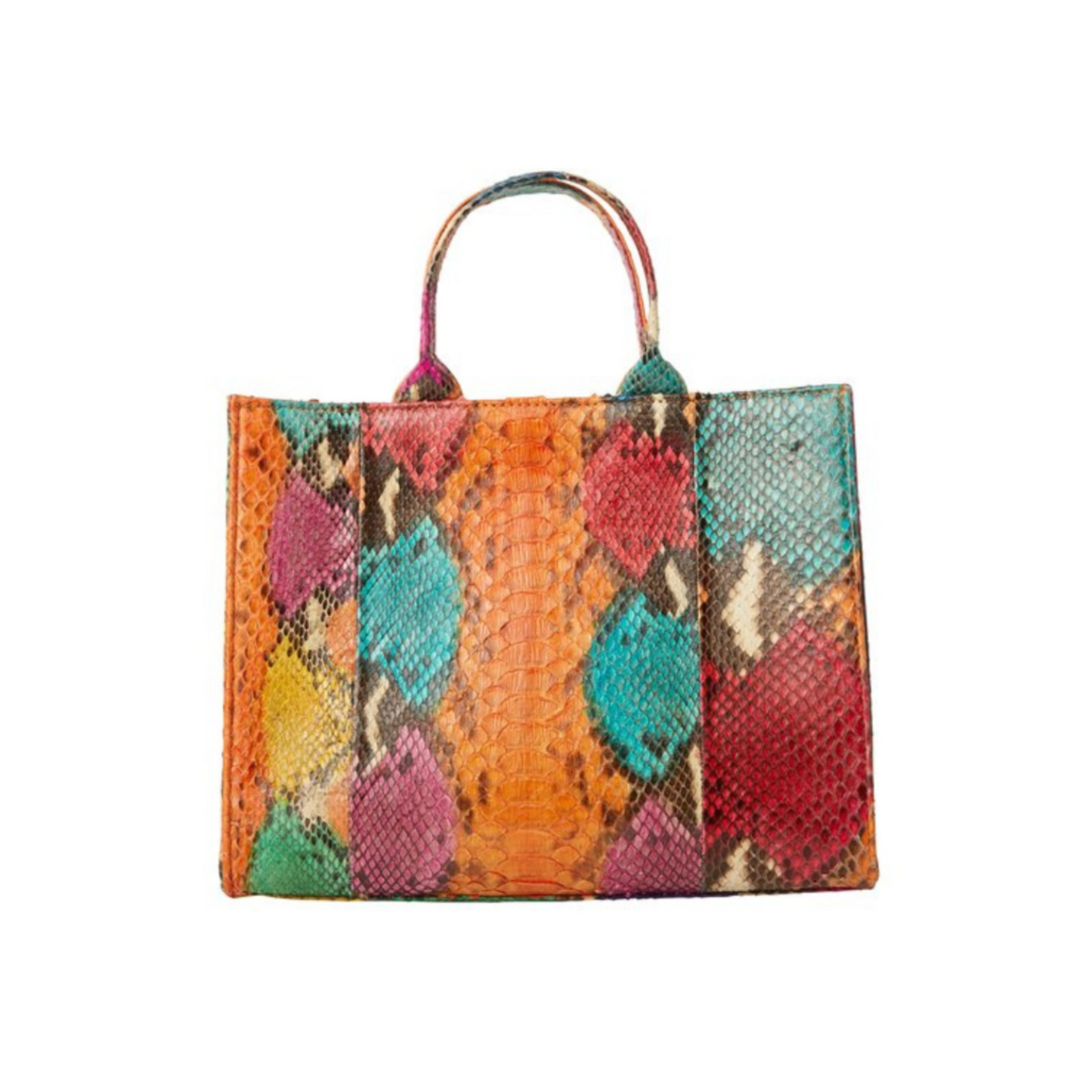 Orange Multi Colored Python Handbag