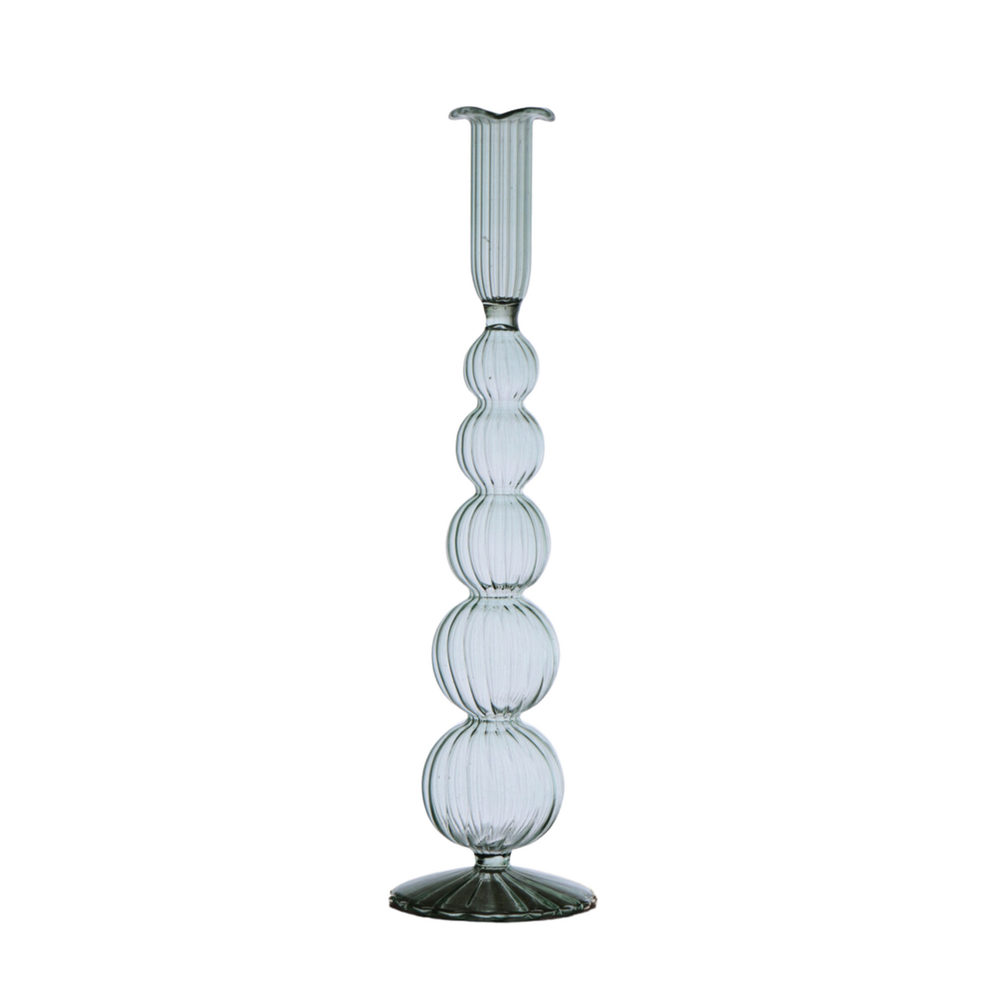 Glass Candlestick Holder Set of 2 Light Green