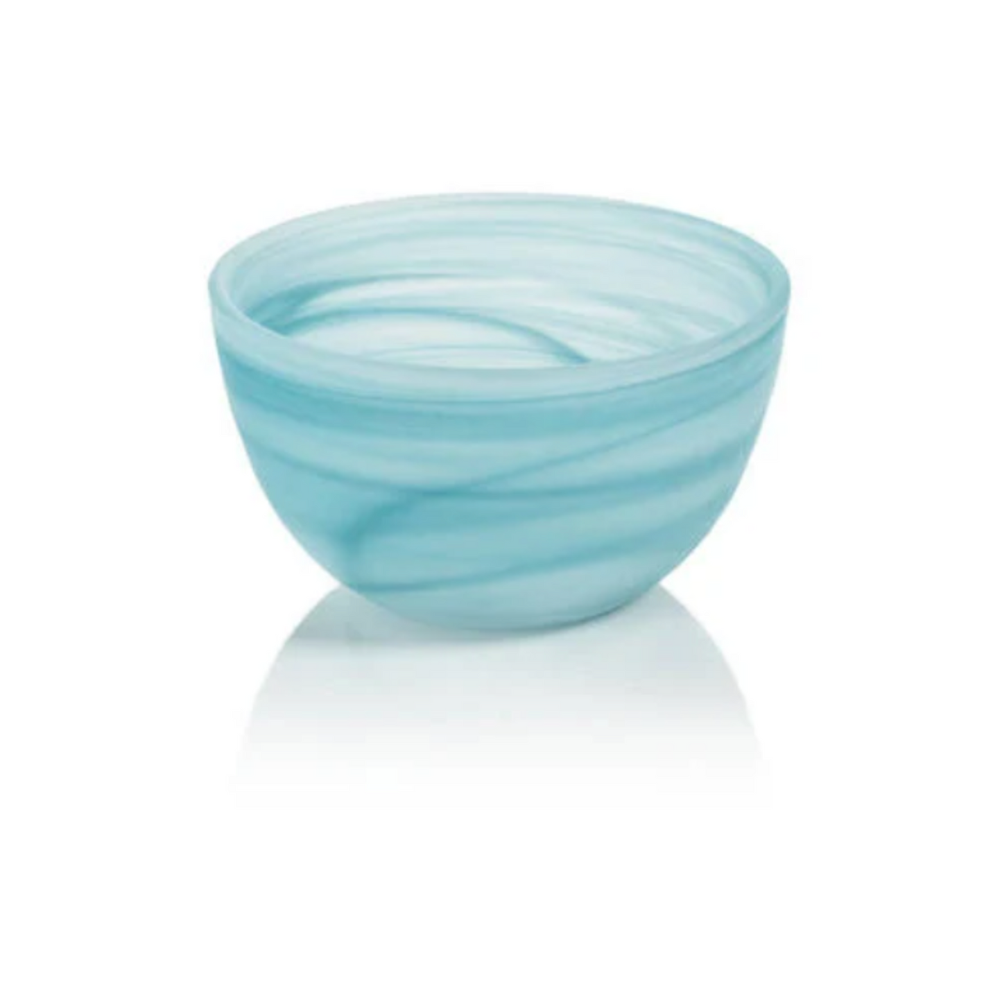 Glass Bowl in Aqua Blue Swirl