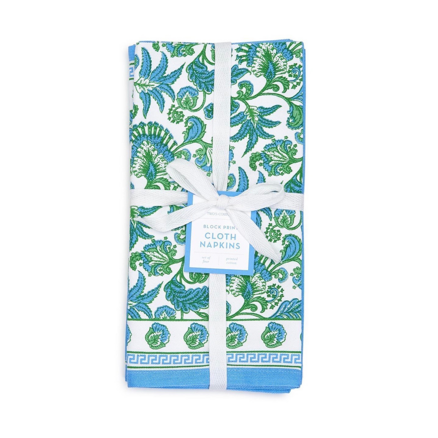 Cloth Napkins in Blue and Green Floral