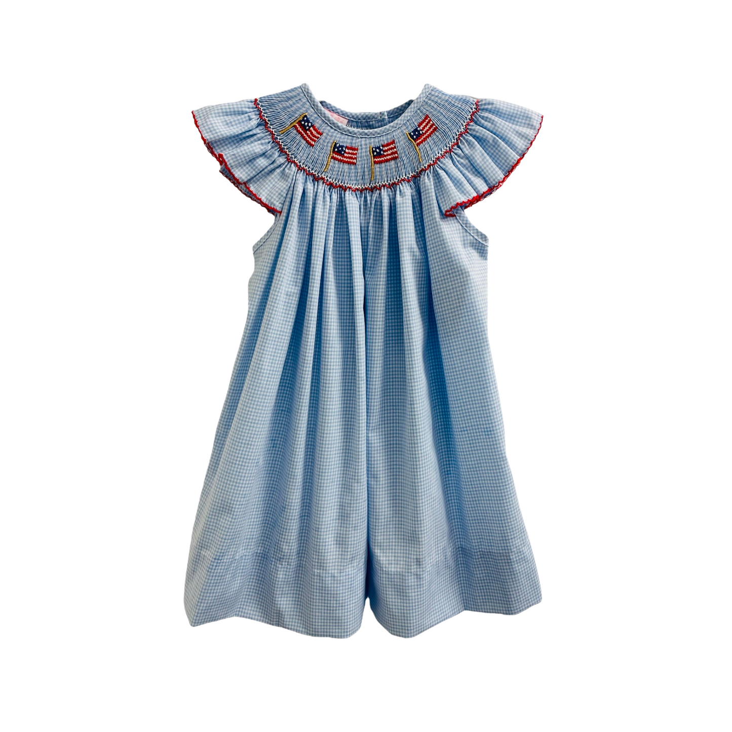 Smocked American Flag Dress with Flutter Sleeves