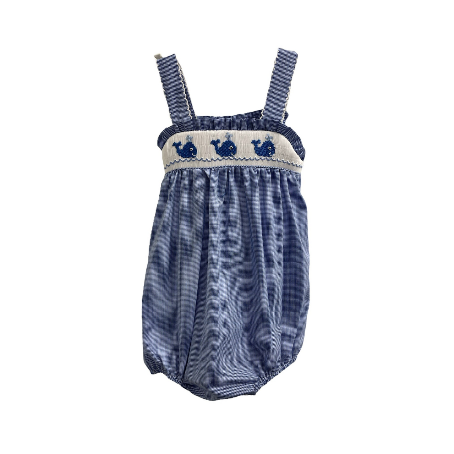 Smocked Blue Whale Bubble with Straps