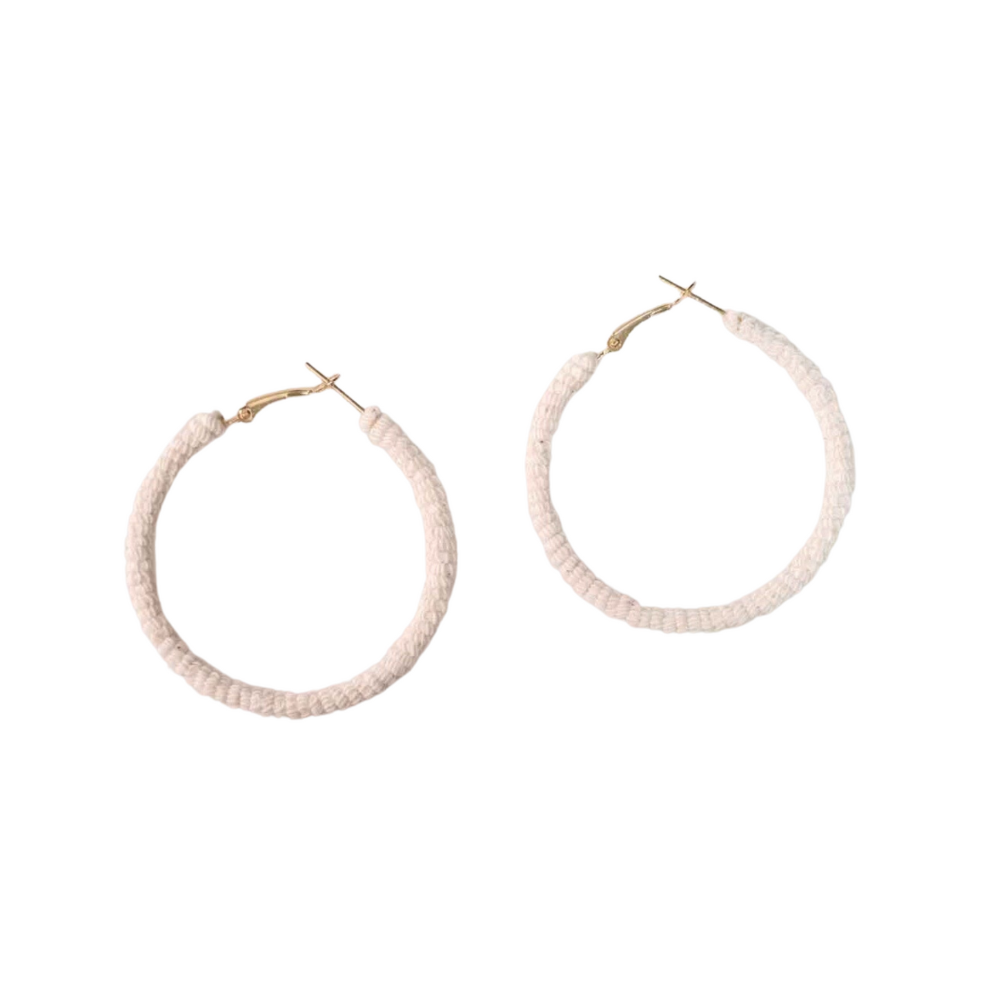 White Rope Hoop Earrings