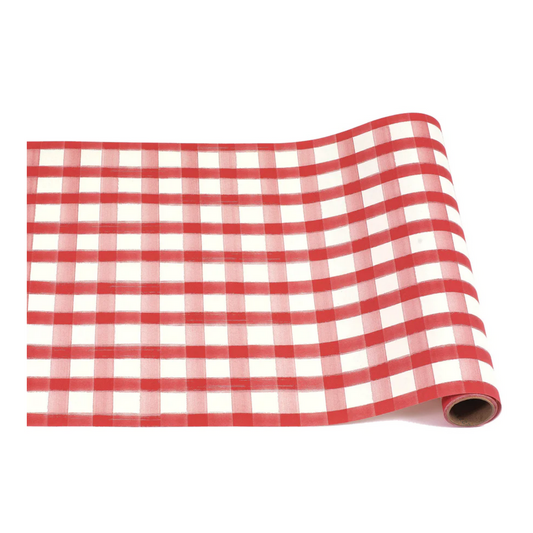 Red Check Paper Table Runner