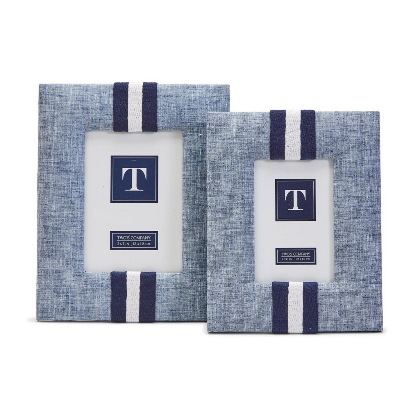 Blue Chambray Picture Frame with Stripe