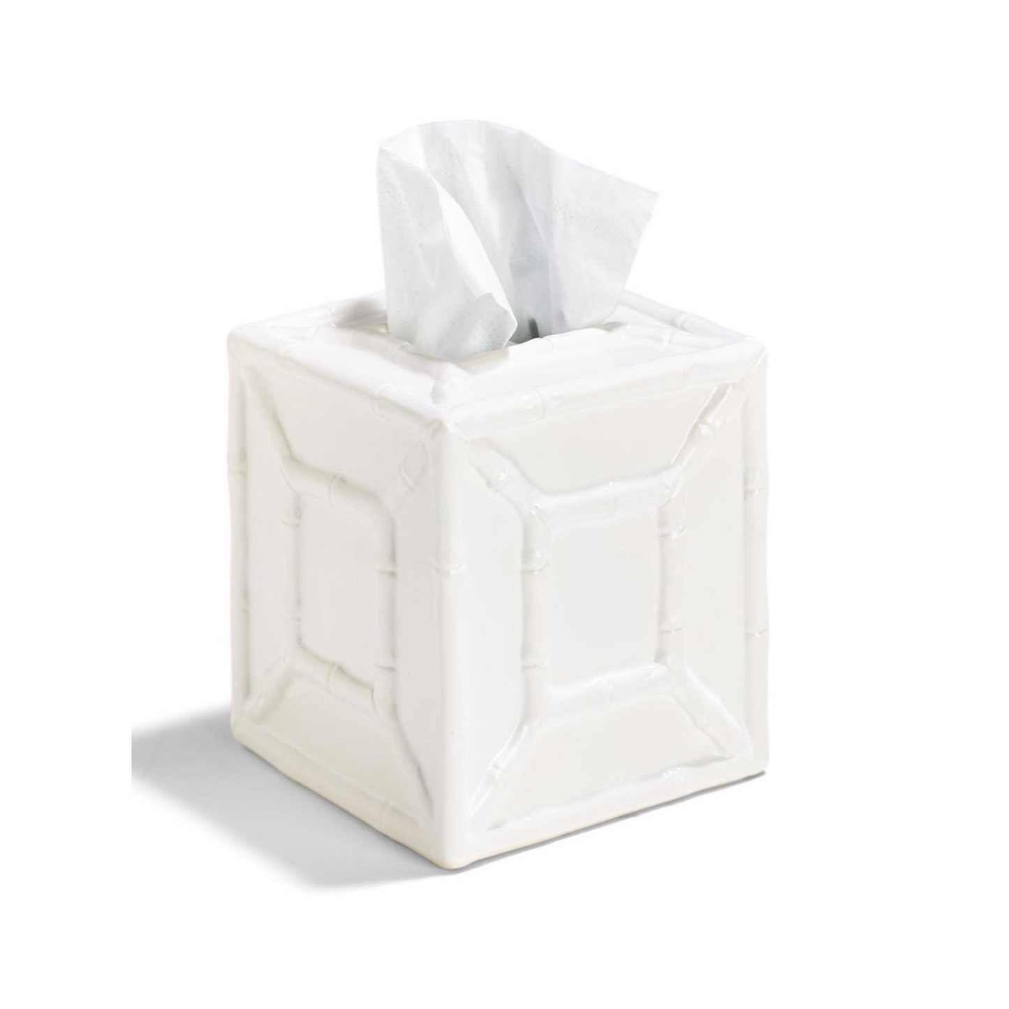 White Bamboo Tissue Box Cover