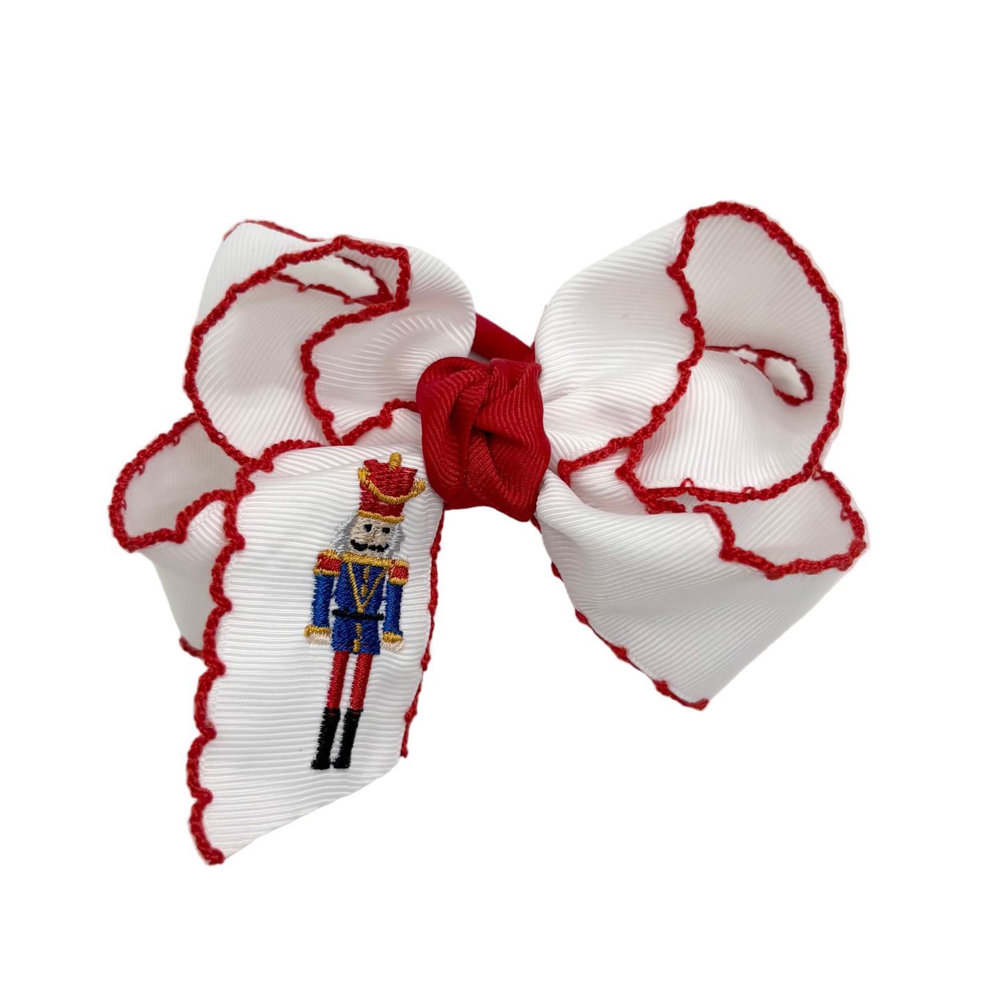 Embroidered Hair Bow - Christmas