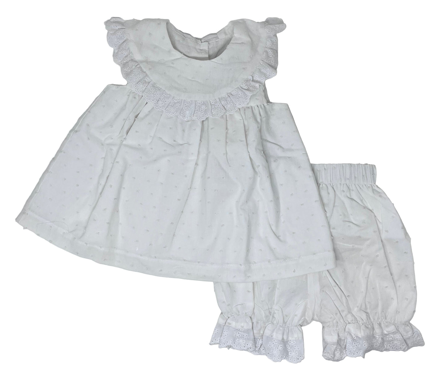 White Swiss Dot Round Collar Sleeveless Dress