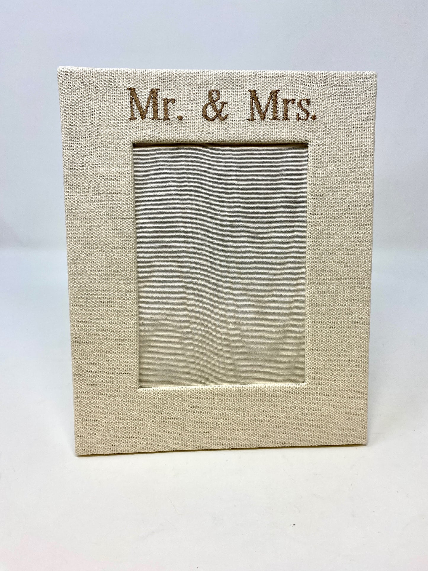 Cream Linen Mr. and Mrs. Picture Frame