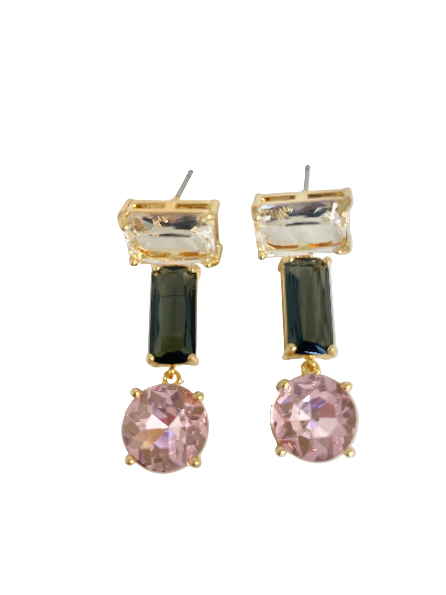 Three Stone Crystal Drop Earring