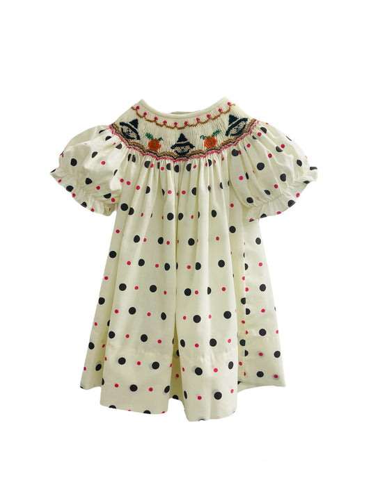 Rosalina - Polka Dot Smocked Witch and Pumpkin Dress