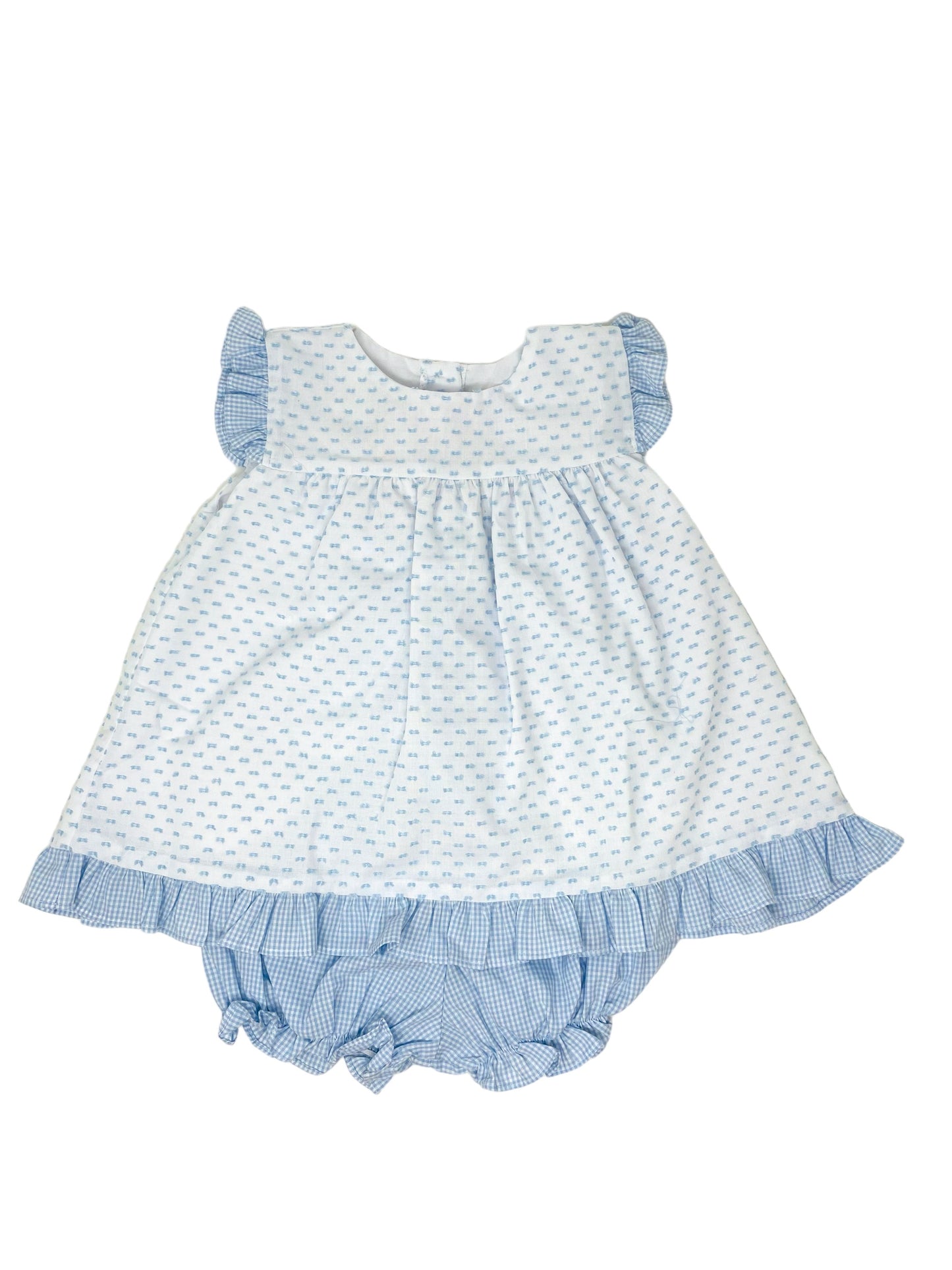Blue and white Ruffle Bloomer Set