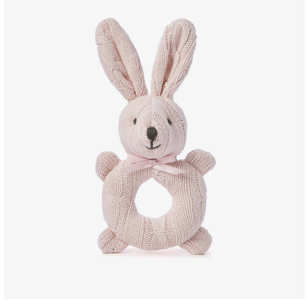 Knit Bunny Rattle -  3 Colors