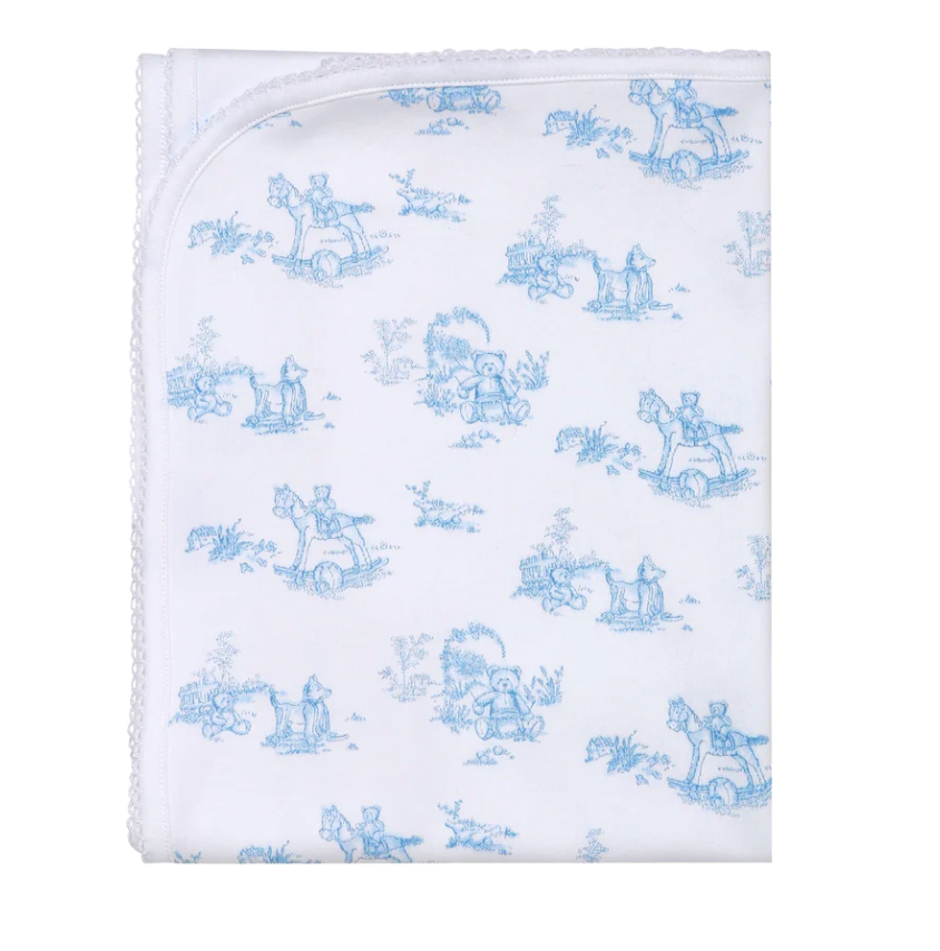 Nella Pima - Toile Baby Blanket - Pink or Blue