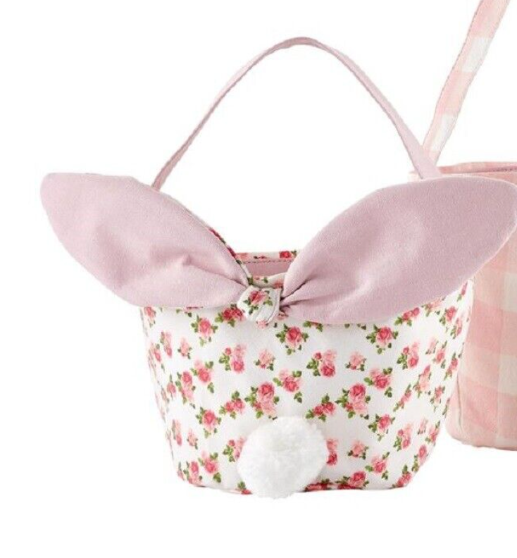 Pink Floral Easter Basket with Bunny Ears
