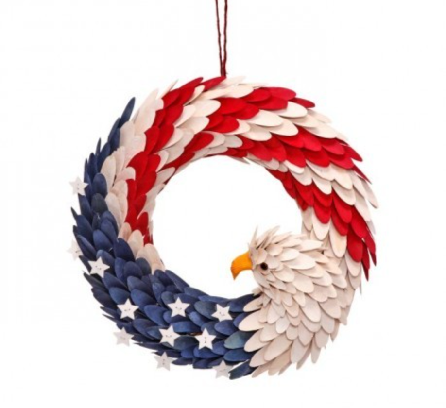 Eagle head wreath of wood chips