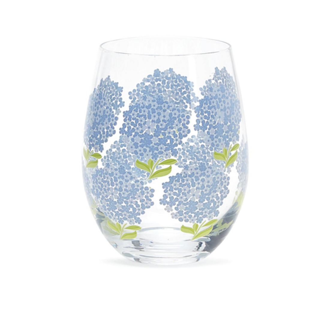 Hydrangea Stemless Wine Glass