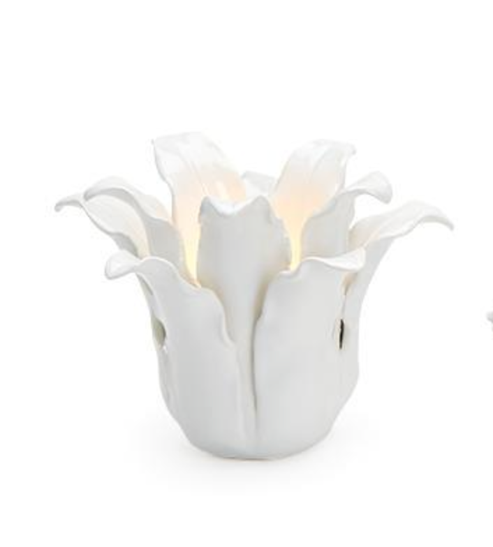White Succulent Tealight  Candle Holder