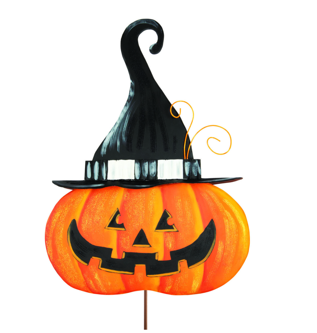 Jack O Lantern with Witch Hat Yard Stake