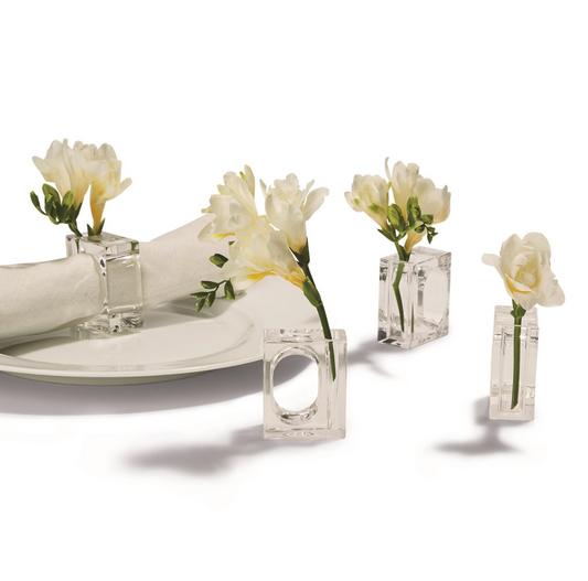 Acrylic Napkin Ring and Flower Holder - Set of 4