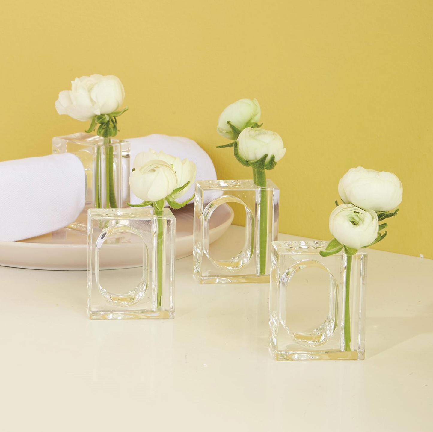 Acrylic Napkin Ring and Flower Holder - Set of 4