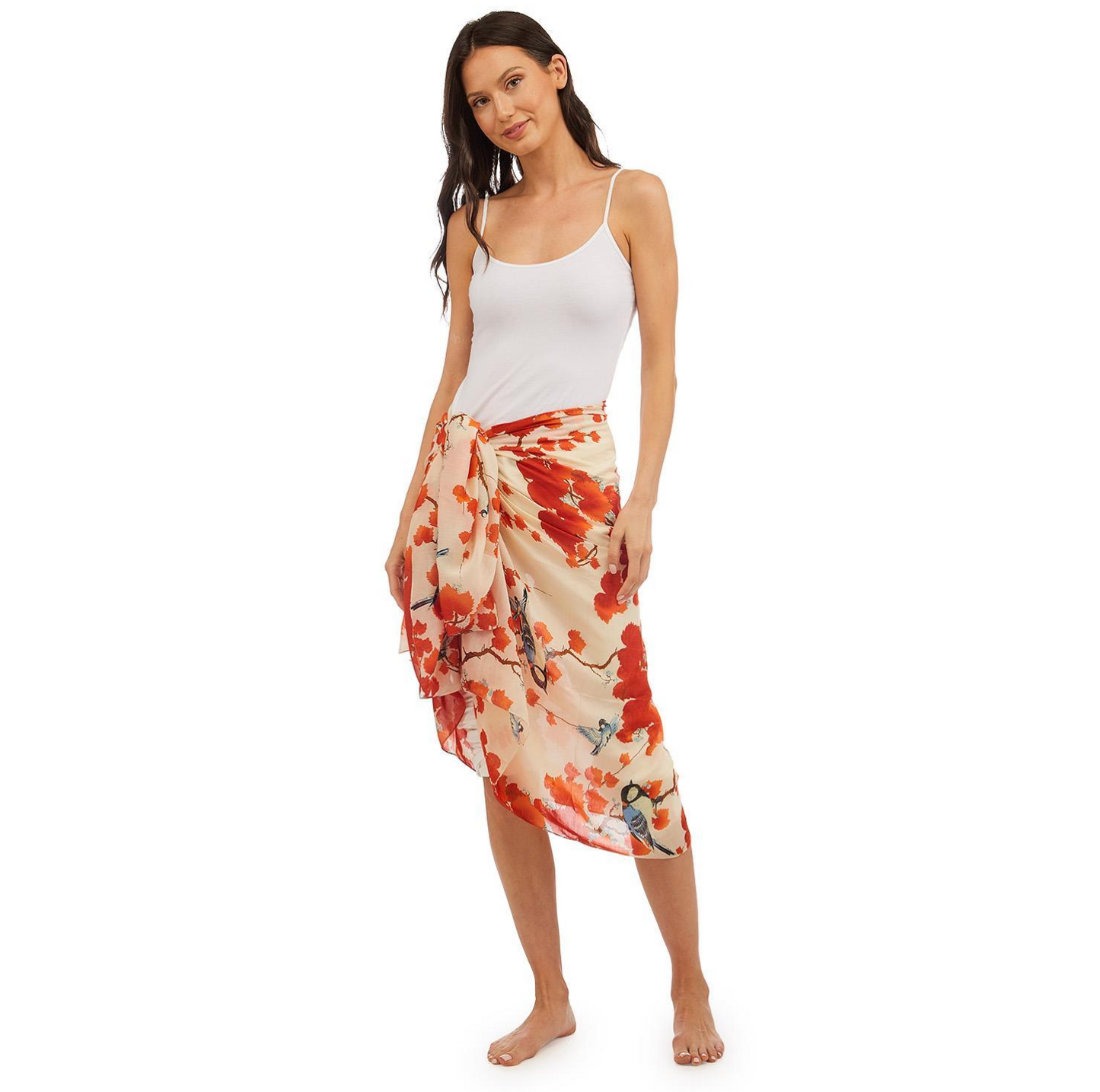 Orange Blossom and Bluebird Scarf