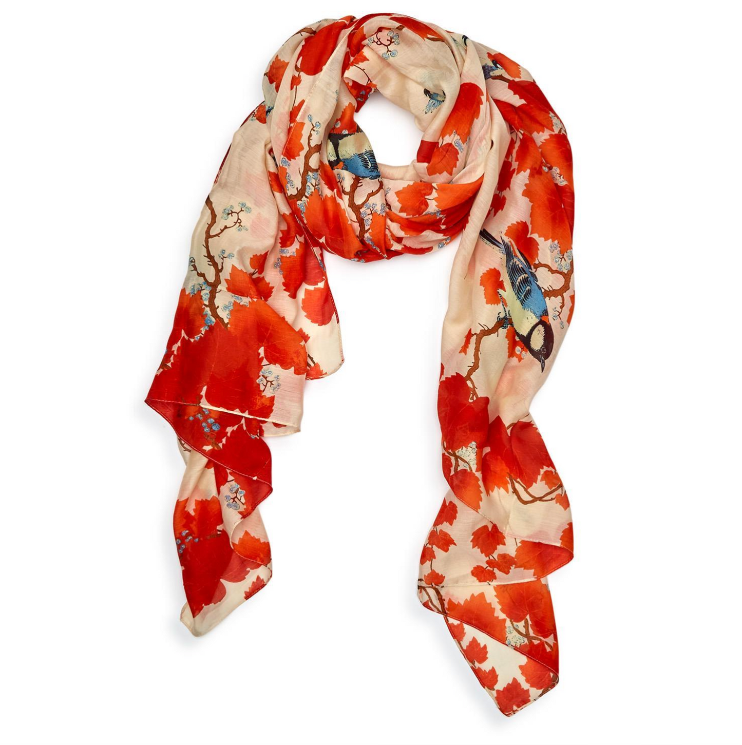 Orange Blossom and Bluebird Scarf