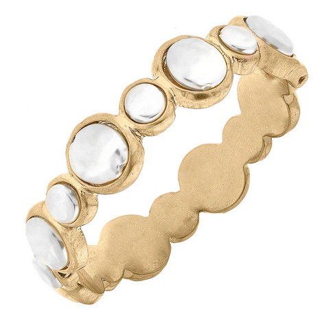 Pearl Statement Bangle in Gold