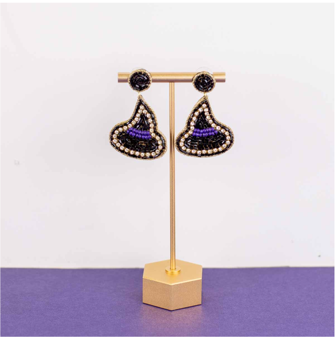 Beaded Earrings - Witch's Hat
