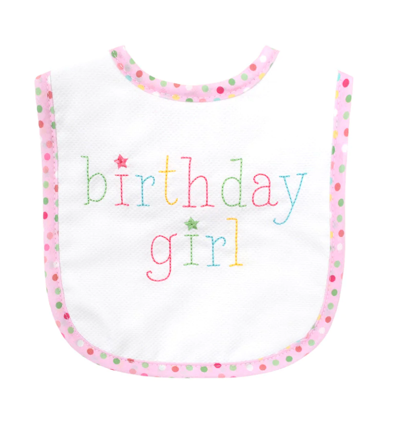 3 Marthas - Birthday Bib with Polka Dots -  Blue or Pink