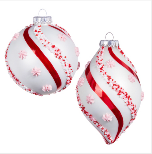 Beaded Peppermint Candy Ball Ornament