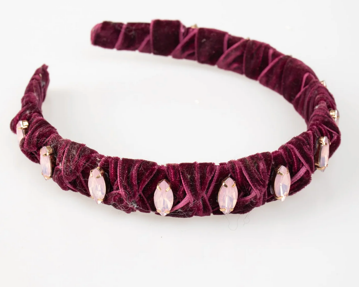 Velvet Headband with Stone