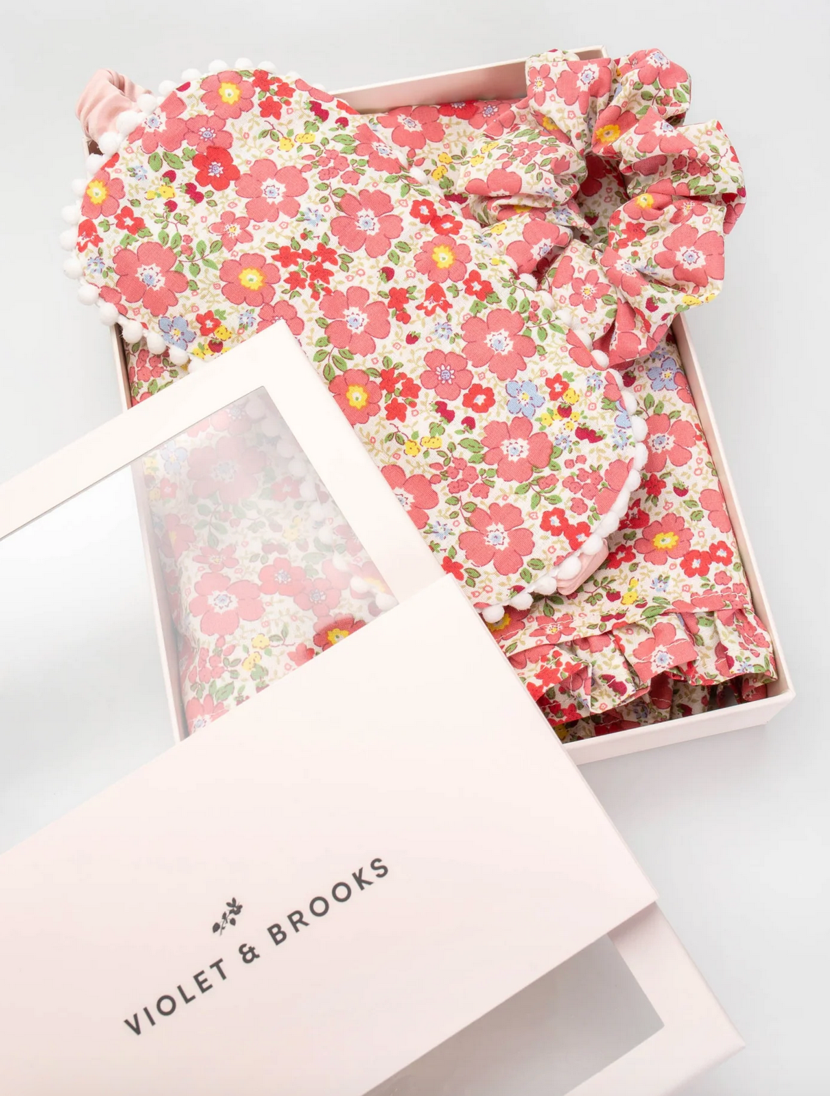 Boxed Set of Pajama Bottom, White Tank, Eye Mask and Scrunchie