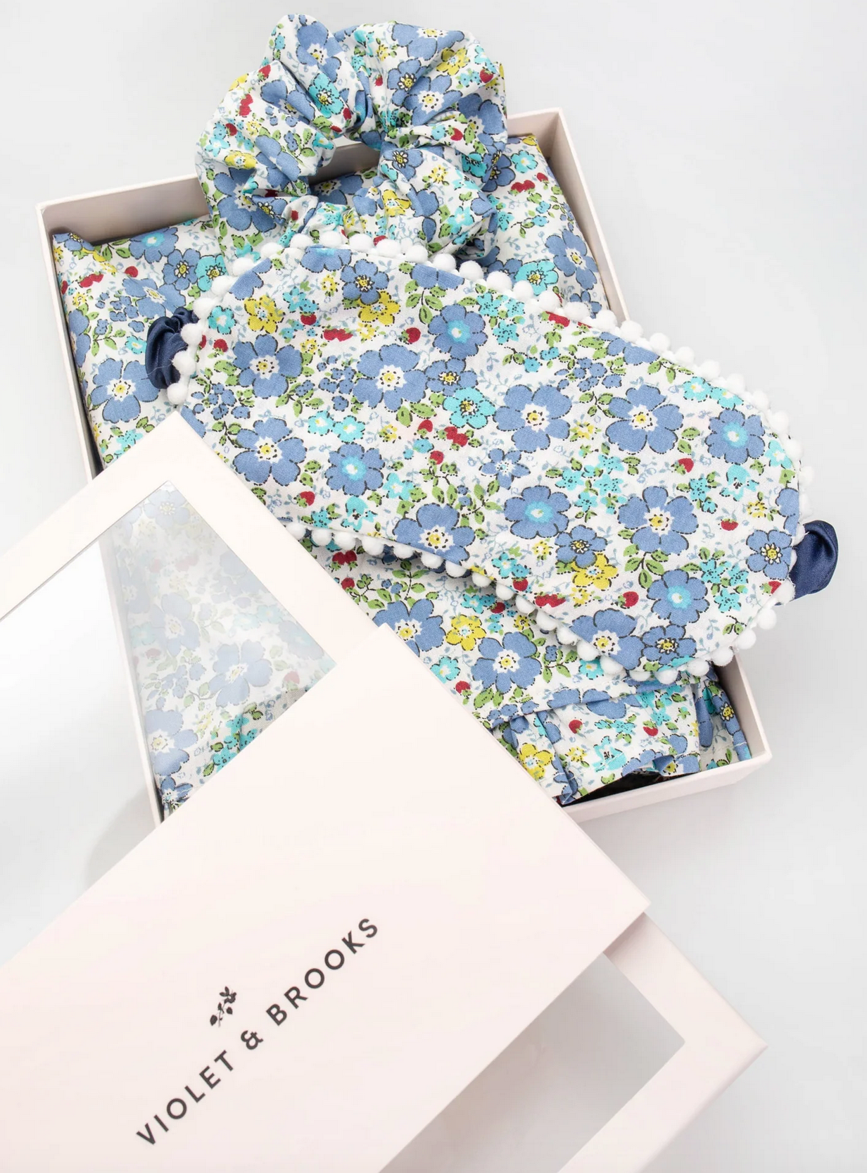 Boxed Set of Pajama Bottom, White Tank, Eye Mask and Scrunchie