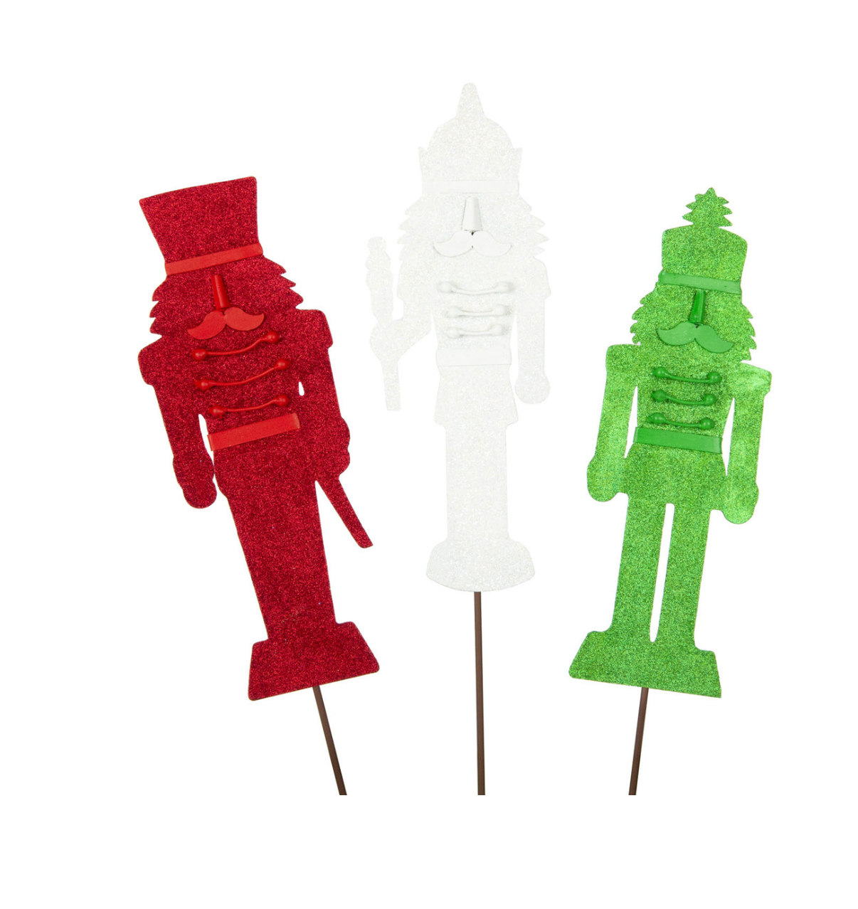 Glitter Nutcracker Yard Stakes - Set of 3