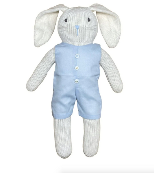 Knit Bunny Doll with Blue Romper