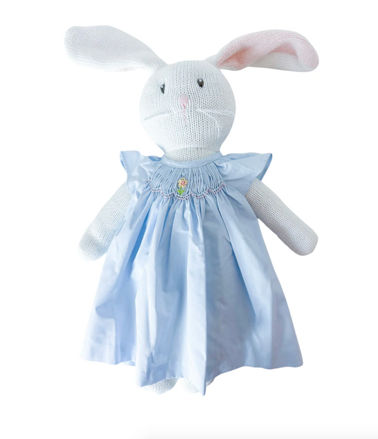 Zubels - Knit Bunny with Blue Smocked Dress