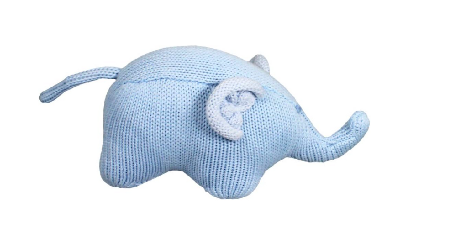 Knit Elephant Rattle - Pink or Blue