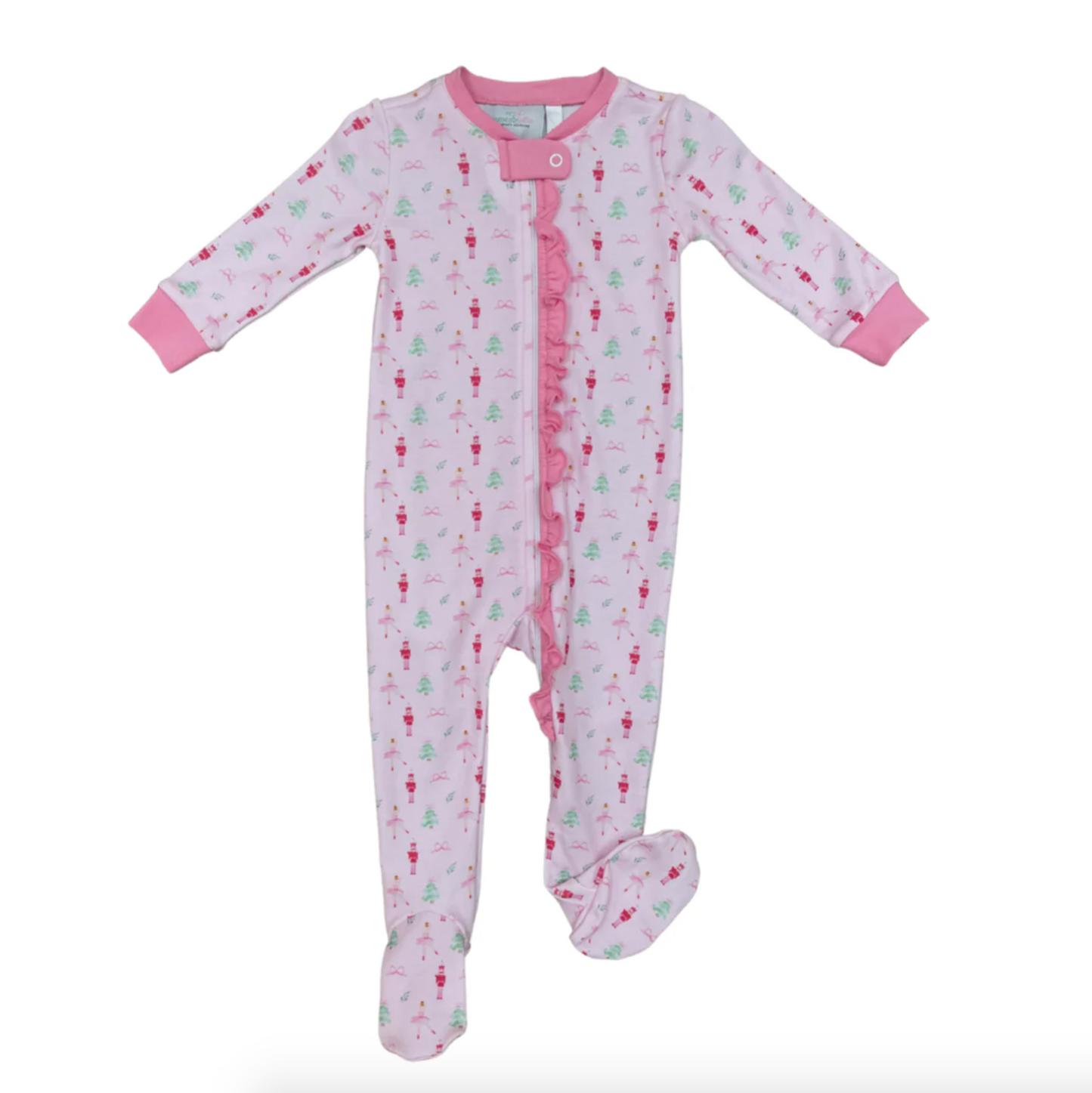 Pink Nutcracker Zip Front Footed Onesie