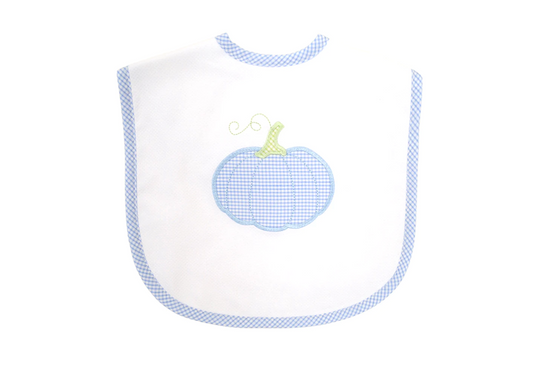 3 Marthas - Gingham Pumpkin Bib - Blue or Pink
