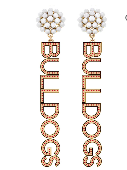 Georgia Bulldogs Pearl Cluster Drop Earrings in Red